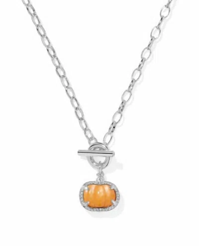 Kendra Scott Women's Pumpkin Link And Chain Necklace In Silver Orange Mother Of Pearl