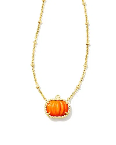 Kendra Scott Women's Pumpkin Short Pendant Necklace In Gold Orange Mother Of Pearl