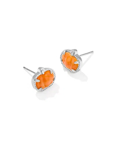 KENDRA SCOTT WOMEN'S PUMPKIN STUD EARRINGS IN SILVER ORANGE MOTHER OF PEARL