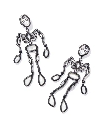 Kendra Scott Pave & Mother Of Pearl Skeleton Convertible Statement Earrings In Silver