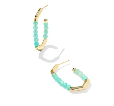 Kendra Scott Women's Sylvia Hoop Earrings In Gold Teal Amazonite In Blue