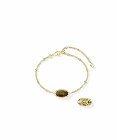 Kendra Scott Women's Tiger Striped Elaina Bracelet In Gold/ Dark Brown