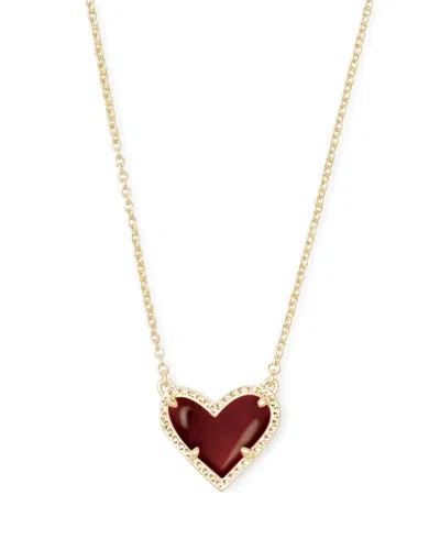 Kendra Scott Women's Uvalde Ari Heart Necklace In Maroon Jade
