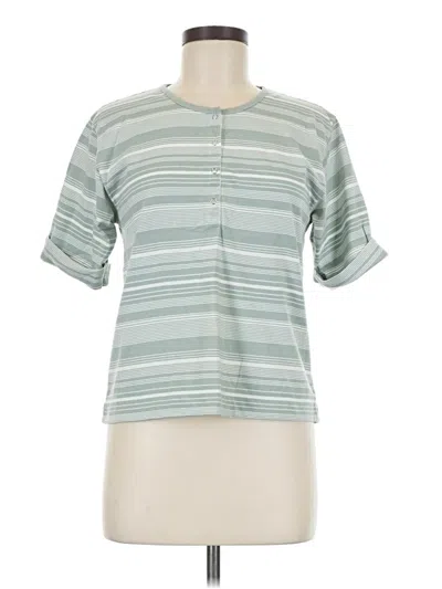 Pre-owned Keneth Too! Short Sleeve Blouse In Green