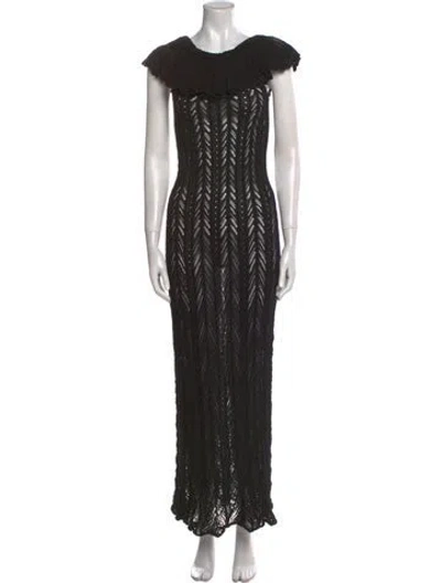 Pre-owned Keni Valenti Scoop Neck Long Dress In Black