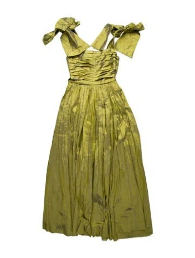 Pre-owned Keni Valenti Square Neckline Midi Length Dress In Green