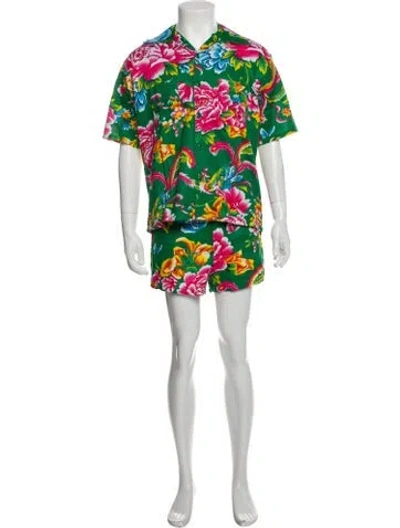 Pre-owned Keni Valenti Vintage Floral Print Lounge Set In Green