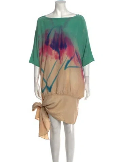 Pre-owned Keni Valenti Vintage Knee-length Dress In Green