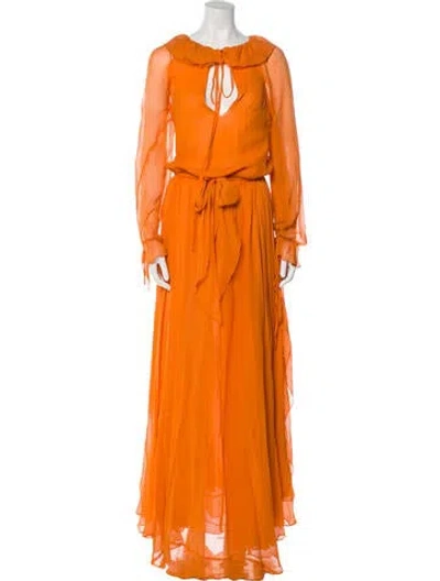 Pre-owned Keni Valenti Vintage Long Dress In Orange