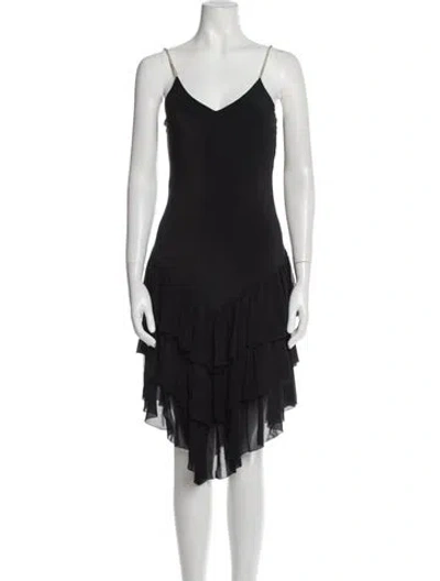 Pre-owned Keni Valenti Vintage Midi Length Dress In Black