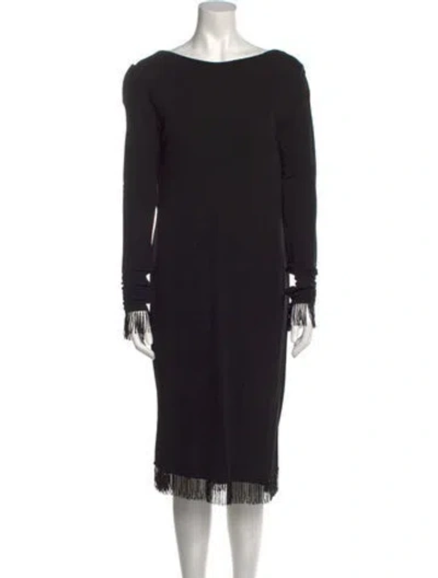 Pre-owned Keni Valenti Vintage Midi Length Dress In Black