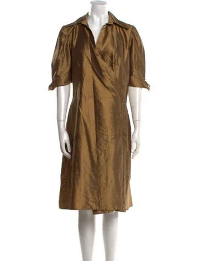Pre-owned Keni Valenti Vintage Midi Length Dress In Gold