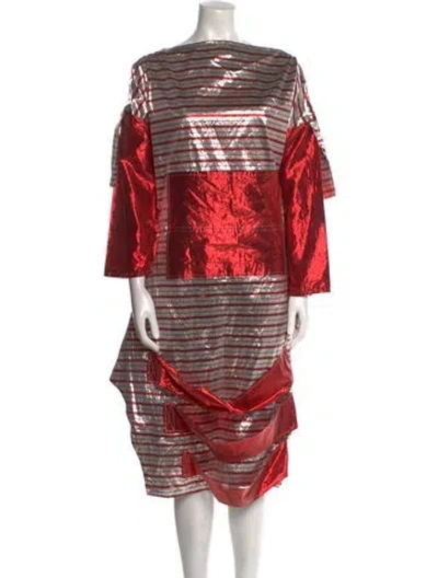 Pre-owned Keni Valenti Vintage Midi Length Dress In Red