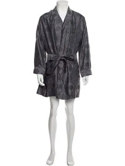 Pre-owned Keni Valenti Vintage Printed Robe In Gray