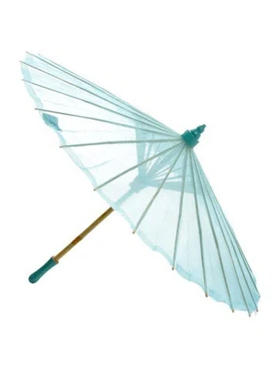 Pre-owned Keni Valenti Vintage Wood Parasol In Blue