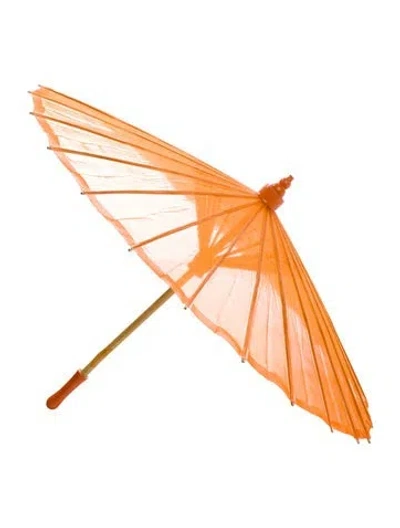Pre-owned Keni Valenti Vintage Wood Parasol In Orange