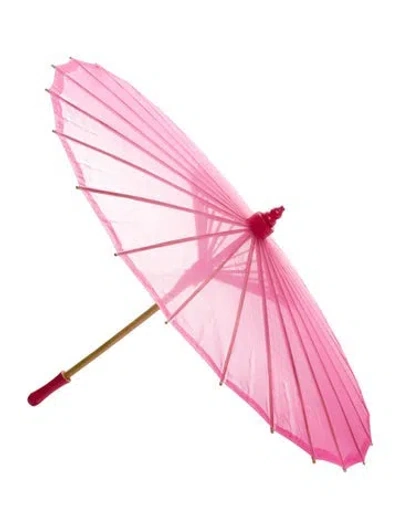 Pre-owned Keni Valenti Vintage Wood Parasol In Pink