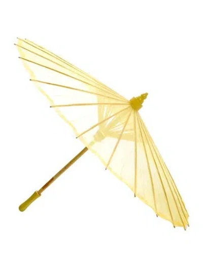 Pre-owned Keni Valenti Vintage Wood Parasol In Yellow