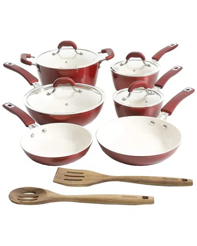 Kenmore 12pc Aluminum Nonstick Cookware Set In Red