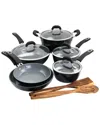 Kenmore 12pc Ceramic Coated Aluminum Cookware Set In Black