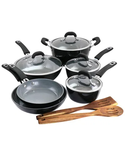 Kenmore 12pc Ceramic Coated Aluminum Cookware Set In Black
