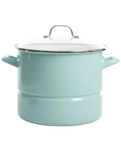 Kenmore 16qt Stainless Steel Pot With Steamer Insert And Glass Lid In Blue