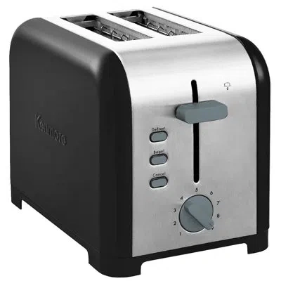 Kenmore 2 Slice Stainless Steel Toaster With Extra Wide Slots, Bagel & Defrost Functions, Adjustable Brownin In Black