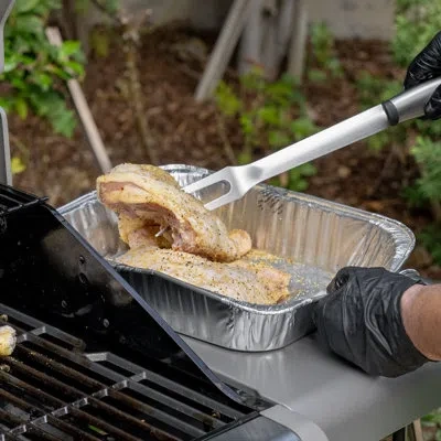 Kenmore 3-piece Stainless Steel Bbq Grill Tool Set - Fork, Tongs, And Spatula In Silver