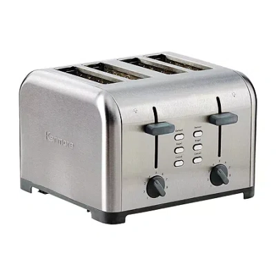 Kenmore 4-slice Stainless Steel Toaster- Dual Controls- Wide Slot In Silver