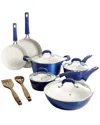 Kenmore Arlington 12 Piece Aluminum Ceramic Coated Nonstick Cookware Set In Blue