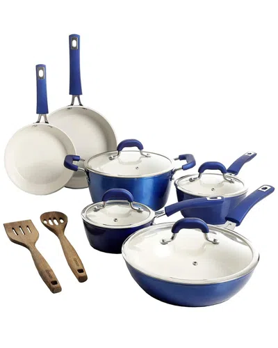 Kenmore Arlington 12pc Aluminum Ceramic Coated Nonstick Cookware Set In Blue