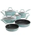 Kenmore Elite Andover 10pc Nonstick Aluminum Cookware Set In Blue