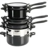 Kenmore Elite Grayson 9 Piece Nonstick Aluminum Stackable Cookware Set In Black