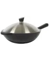 KENMORE KENMORE EUGENE 13IN NONSTICK CAST ALUMINUM WOK WITH STAINLESS STEEL LID