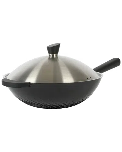 Kenmore Eugene 13in Nonstick Cast Aluminum Wok With Stainless Steel Lid In Blue