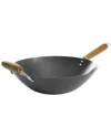 Kenmore Hammond 14in Flat Bottom Carbon Steel Wok In Black