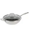 KENMORE KENMORE LUKE 12IN NON-STICK TRI-PLY STAINLESS STEEL WOK WITH GLASS LID