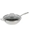Kenmore Luke 12in Non-stick Tri-ply Stainless Steel Wok With Glass Lid