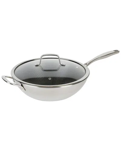 Kenmore Luke 12in Non-stick Tri-ply Stainless Steel Wok With Glass Lid In Gray