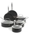 Kenmore Pro Arbor Heights 10pc Nonstick Aluminum Cookware Set In Black