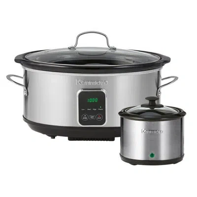Kenmore Programmable 7 Qt (6.6l) Slow Cooker And Dipper, Black Silver In Matte Black
