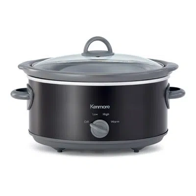Kenmore Slow Cooker, 5 Qt (4.7l), Easy To Use, Dial Control, Black In Matte Black