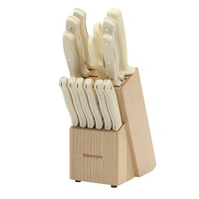 Kenmore Stainless Steel 14-piece Knife Block Set In Linen