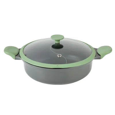 Kenmore Theodore 6.5 Quarts Non-stick Aluminum Saute Pan With Lid In Green
