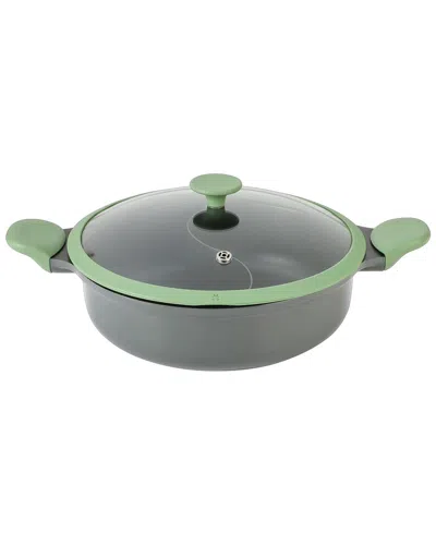Kenmore Theodore 6.5qt Nonstick Cast Aluminum Divided Hot Pot Pan With Lid In Green