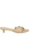Kennel & Schmenger 50mm Knotted-detail Kitten-heel Sandals In Neutral