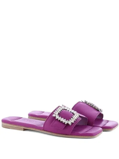 Kennel & Schmenger Crystal-embellished Buckle Sandals In Purple