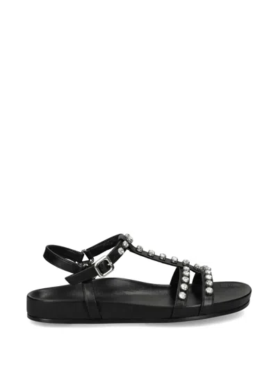 Kennel & Schmenger Crystal-embellished Leather Sandals In Black