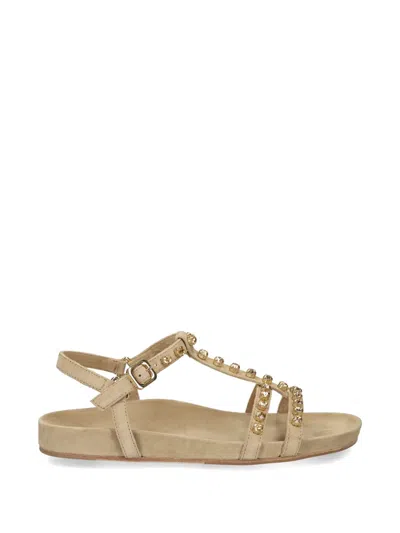 Kennel & Schmenger Crystal-embellished Leather Sandals In Brown