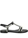 Kennel & Schmenger Elle Pearl-embellished Bow Sandals In Black